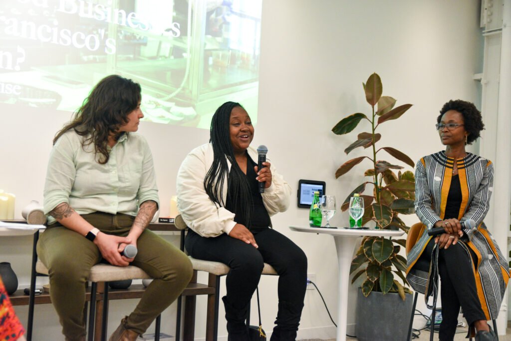 Pia Harris speaks at a Foodwise Talk.