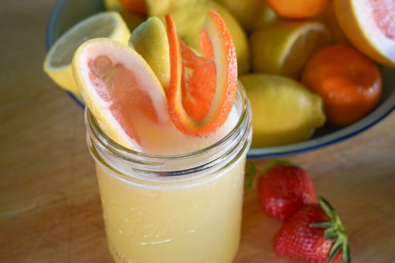 Lemonade, garnished with citrus, made by Imani M-Glover